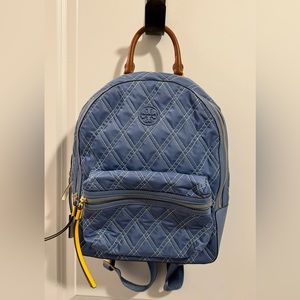 Tory Burch Perry Nylon Mixed Stitch Backpack NWT Bluewood